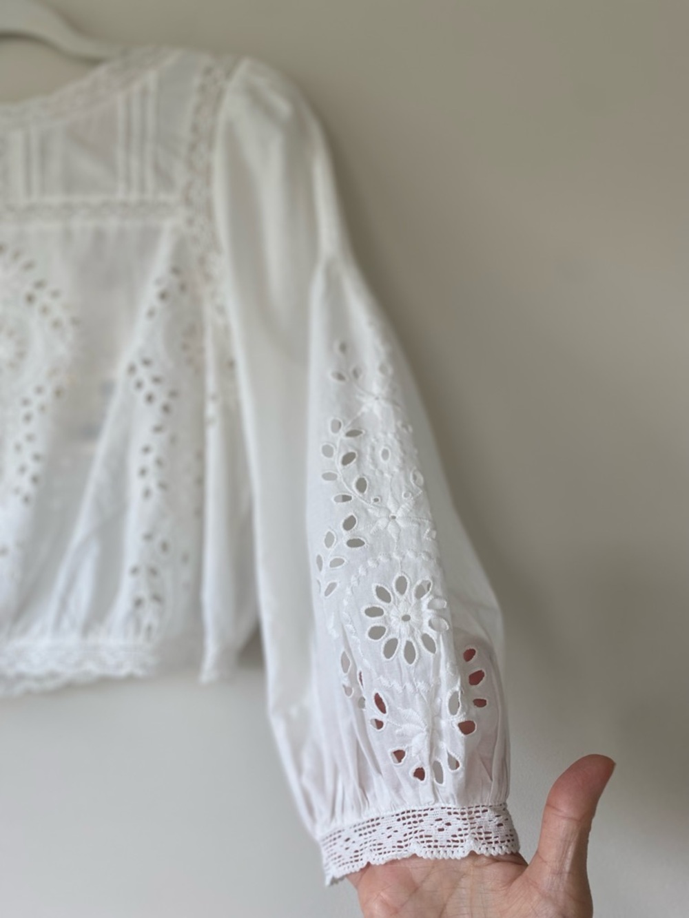 Sezane Enea Blouse Ecru - Size FR 24/US 2 White Cropped - Picture 5 of 14